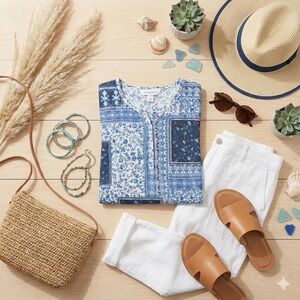 Blue Floral Women's Blouse